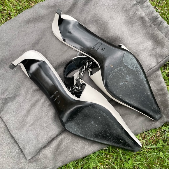 Tom Ford LEATHER CHAIN SLINGBACK PUMP 50MM - Picture 11 of 13